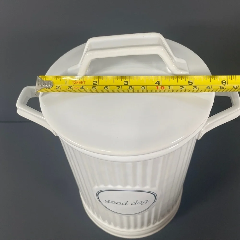 White Ceramic Dog Treat Jar